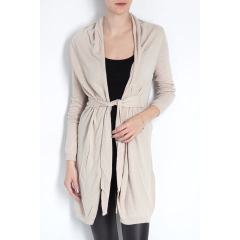 Γυναικεία μακριά πλεκτή ζακέτα Cashmere Mix KRO-UP Μπεζ