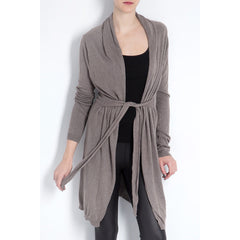 Γυναικεία μακριά πλεκτή ζακέτα Cashmere Mix KRO-UP Καφέ/Γκρι