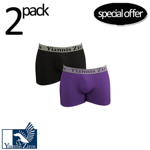 Ανδρικό Boxer "2Pack Glamour" Black/Purple Yiannis Ziros