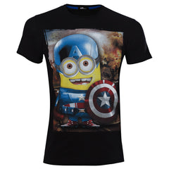 Ανδρικό T-shirt "Captain America" Μαύρο Minions