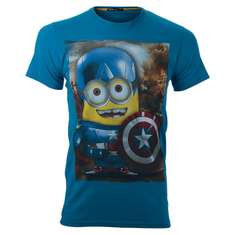 Ανδρικό T-shirt Τυρκουάζ Captain America " MINIONS "