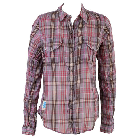 Γυναικείο πουκάμισο της Denim Junkie καρώ γκρί/κόκκινο