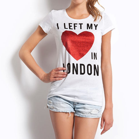 Γυναικείο t-shirt λευκό "left my heart" T-WALL