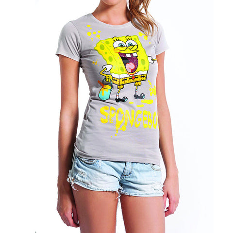 Γυναικείο T-shirt Γκρί "Sponge Bob"