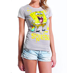 Γυναικείο T-shirt Γκρί "Sponge Bob"