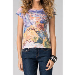 Γυναικείο κοντομάνικο printed T-shirt με κουμπάκια  Seven Los Angeles